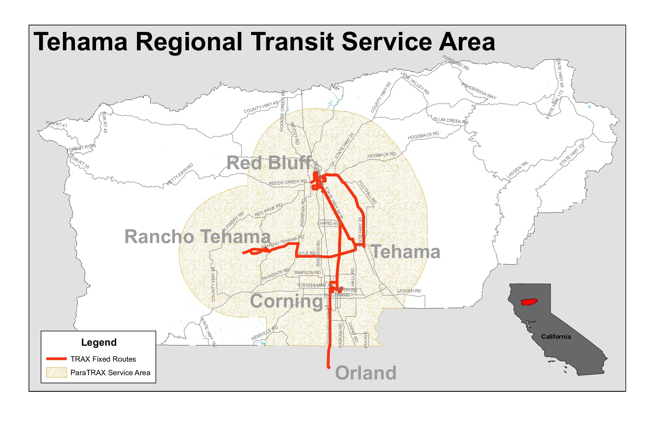 ParaTRAX Service Area Map