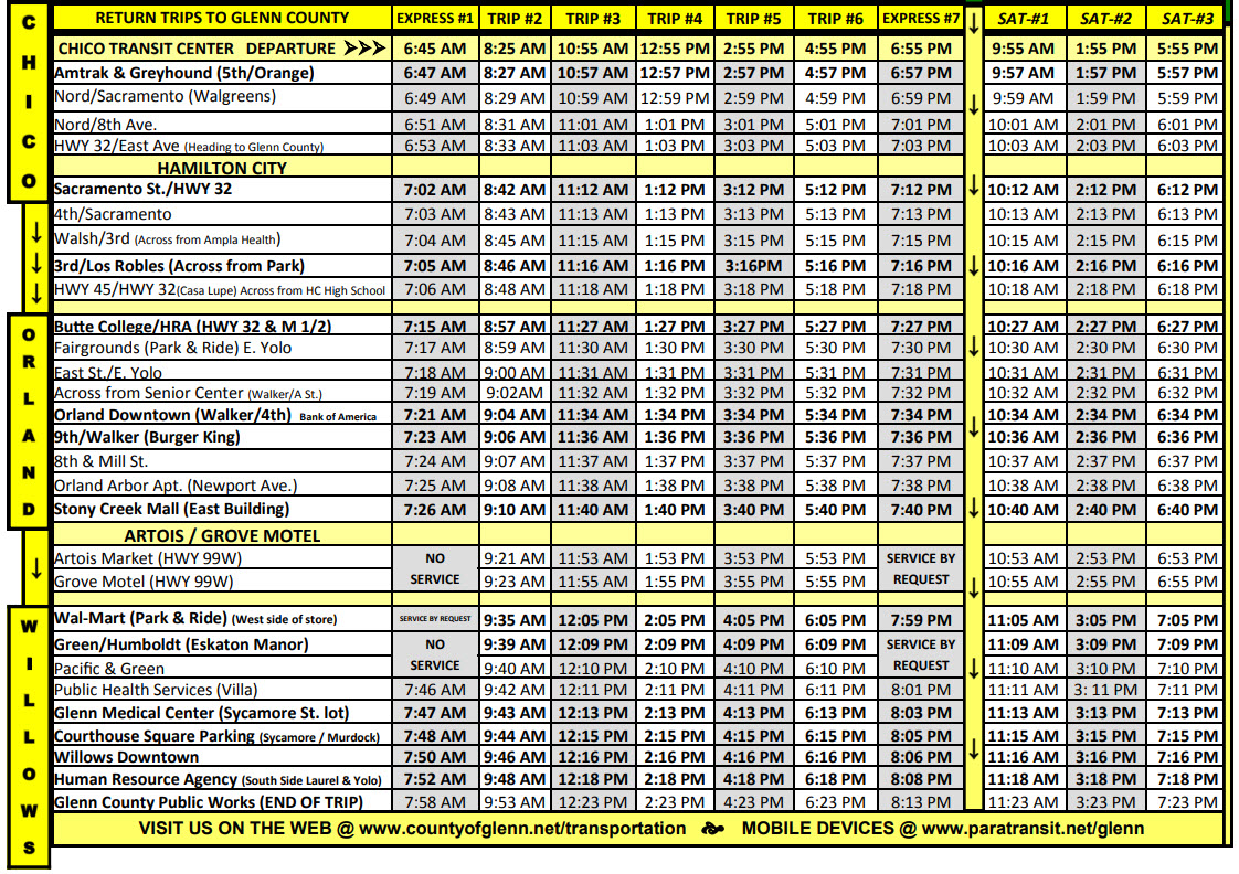 Glenn Ride Bus Schedule