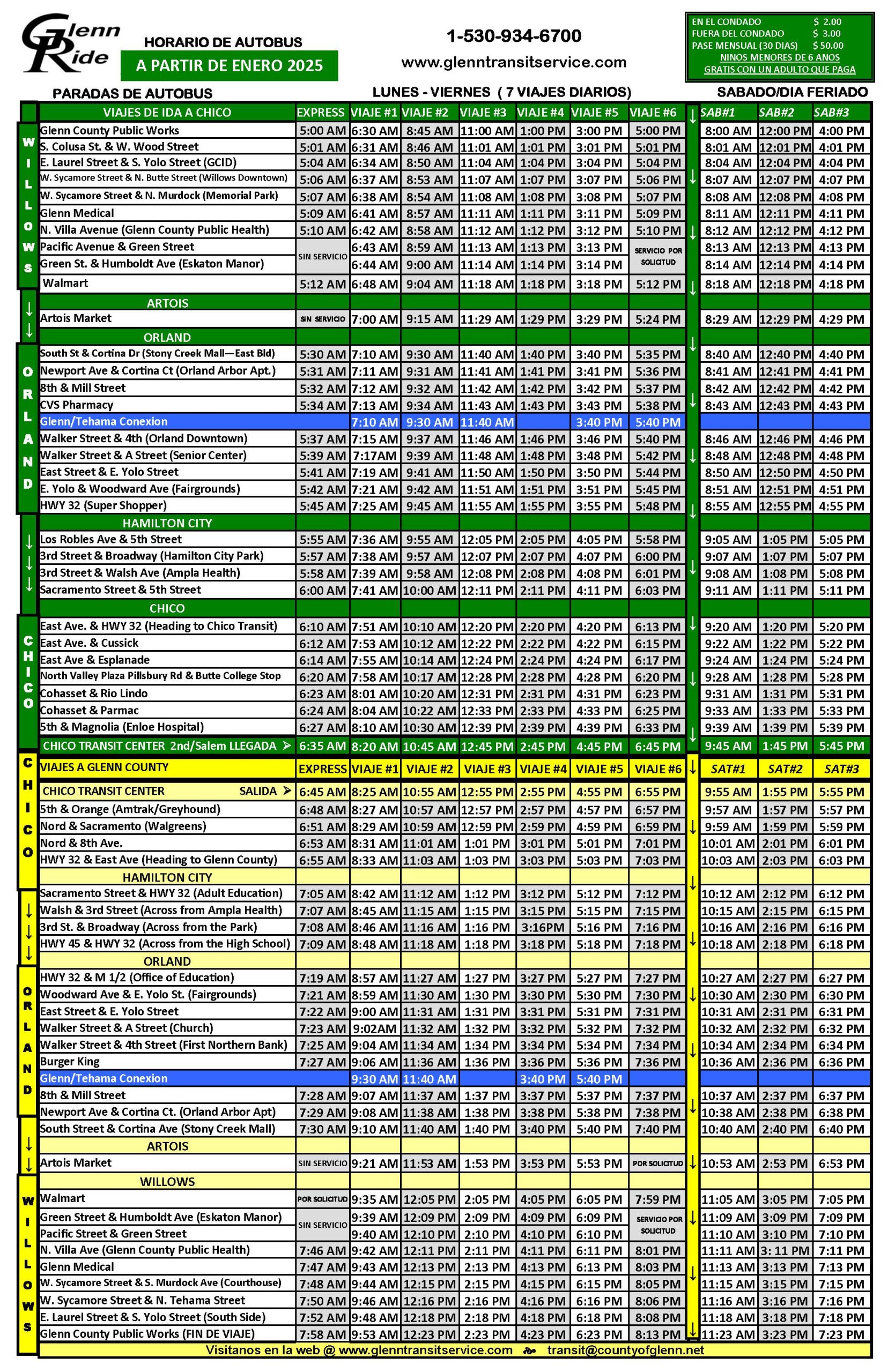 Glenn Ride Bus Schedule