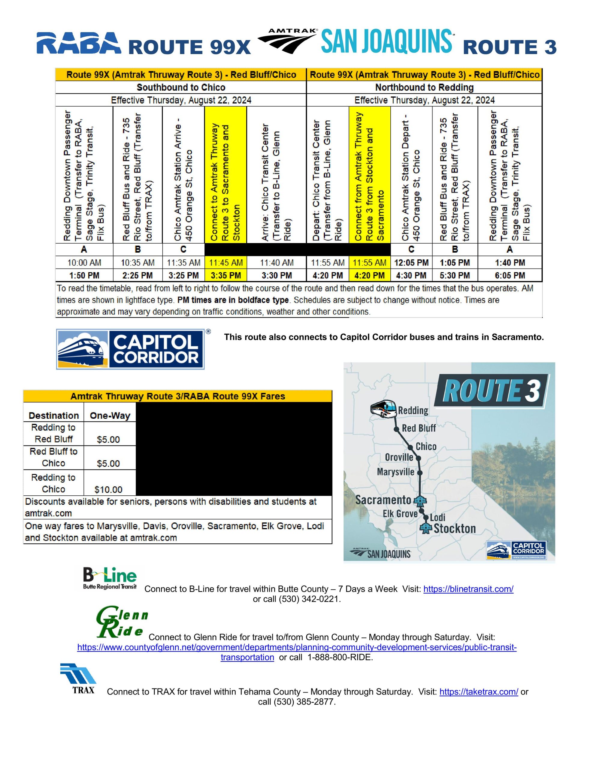 Amtrak Thruaway Bus - Schedule